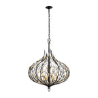 Bask 6 Light Crystal Pendant - Matte Black/French Gold