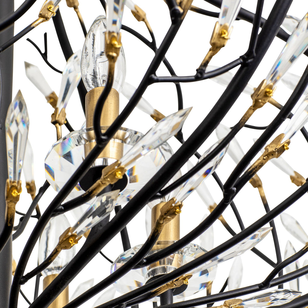 Bask 6 Light Crystal Pendant - Matte Black/French Gold