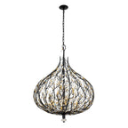 Bask 9 Light Crystal Pendant - Matte Black/French Gold