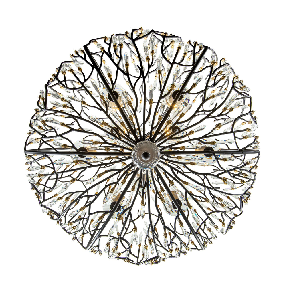 Bask 9 Light Crystal Pendant - Matte Black/French Gold