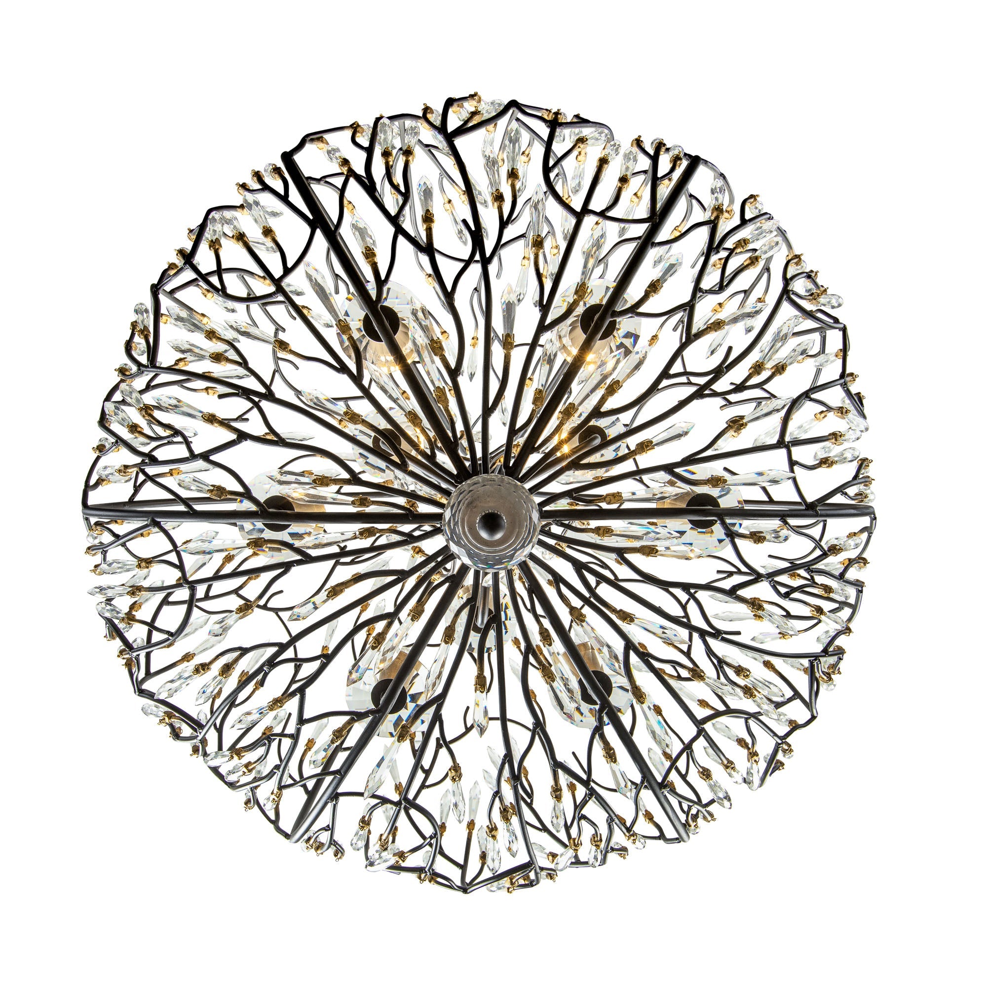 Bask 9 Light Crystal Pendant - Matte Black/French Gold