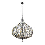 Bask 9 Light Crystal Pendant - Matte Black/French Gold