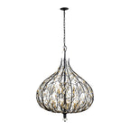 Bask 9 Light Crystal Pendant - Matte Black/French Gold