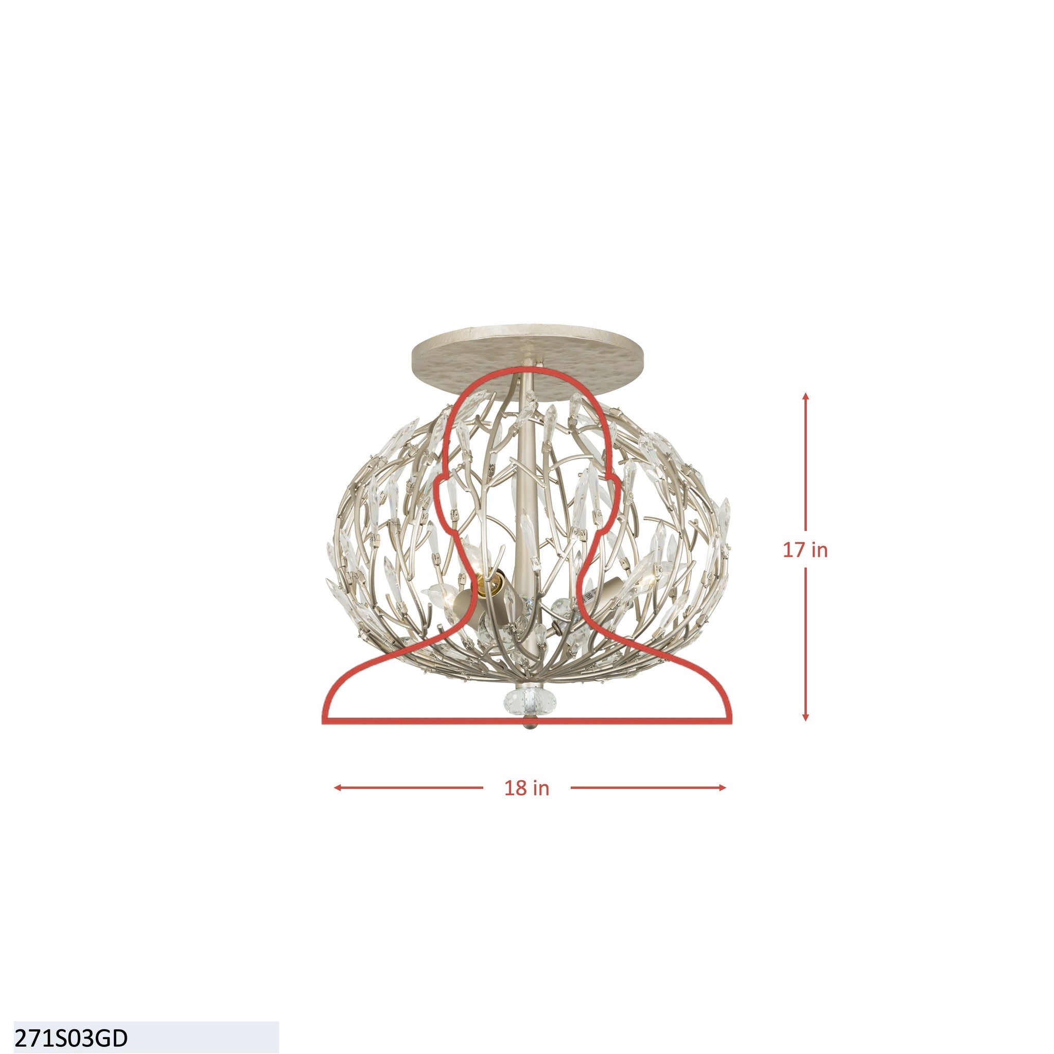 Bask 3 Light Crystal Ceiling Mount - Gold Dust