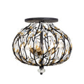 Bask 3 Light Crystal Semi-Flush - Matte Black/French Gold