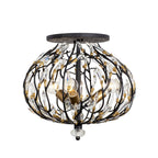 Bask 3 Light Crystal Semi-Flush - Matte Black/French Gold