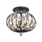 Bask 3 Light Crystal Semi-Flush - Matte Black/French Gold