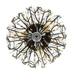 Bask 3 Light Crystal Semi-Flush - Matte Black/French Gold