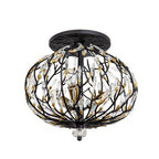 Bask 3 Light Crystal Semi-Flush - Matte Black/French Gold