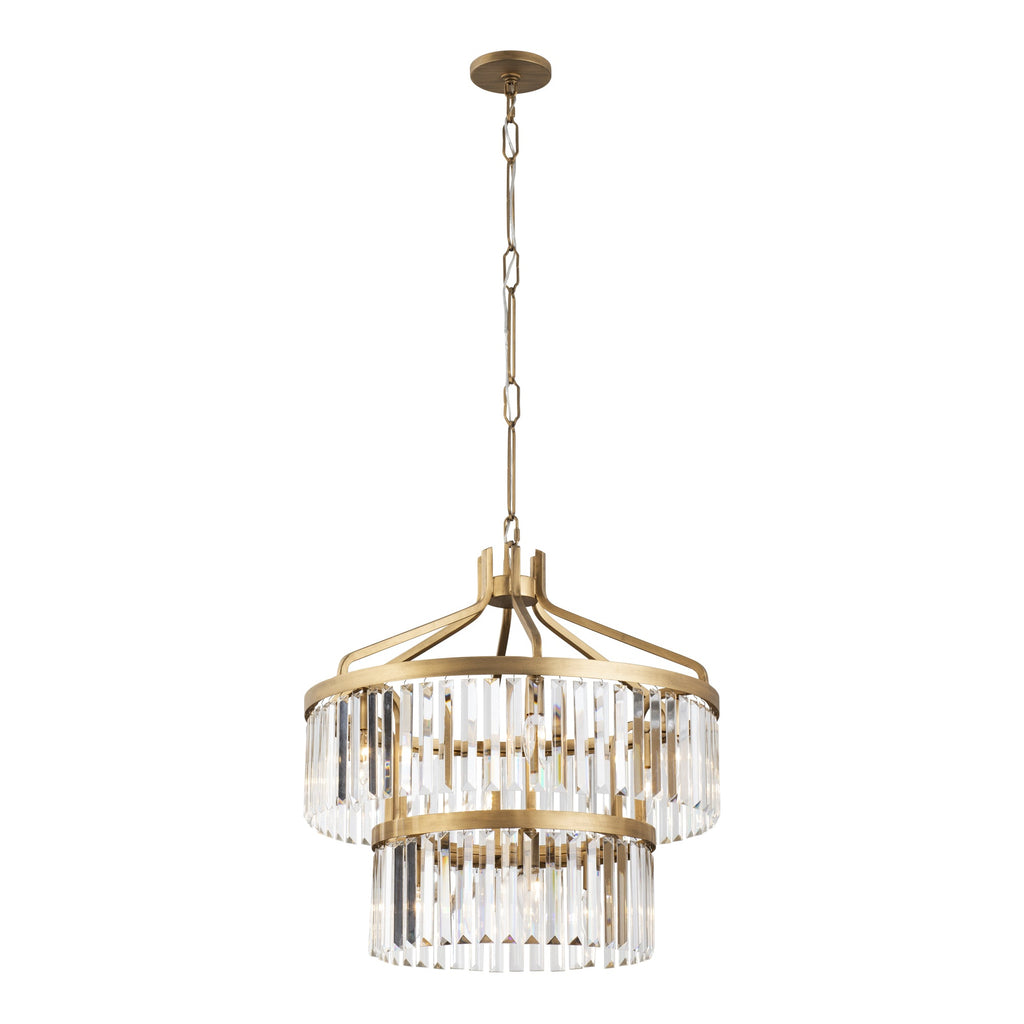 Social Club 9 Light 2-Tier Crystal Pendant - Havana Gold