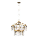 Social Club 9 Light 2-Tier Crystal Pendant - Havana Gold