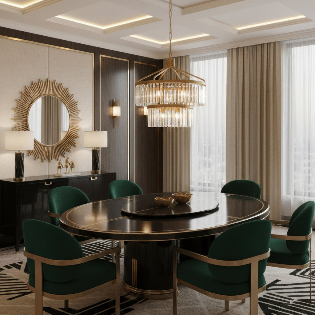 Social Club 9 Light 2-Tier Crystal Pendant - Havana Gold
