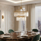Social Club 9 Light 2-Tier Crystal Pendant - Havana Gold