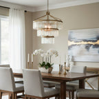 Social Club 15 Light 3-Tier Crystal Pendant - Havana Gold