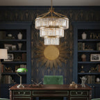 Social Club 15 Light 3-Tier Crystal Pendant - Havana Gold