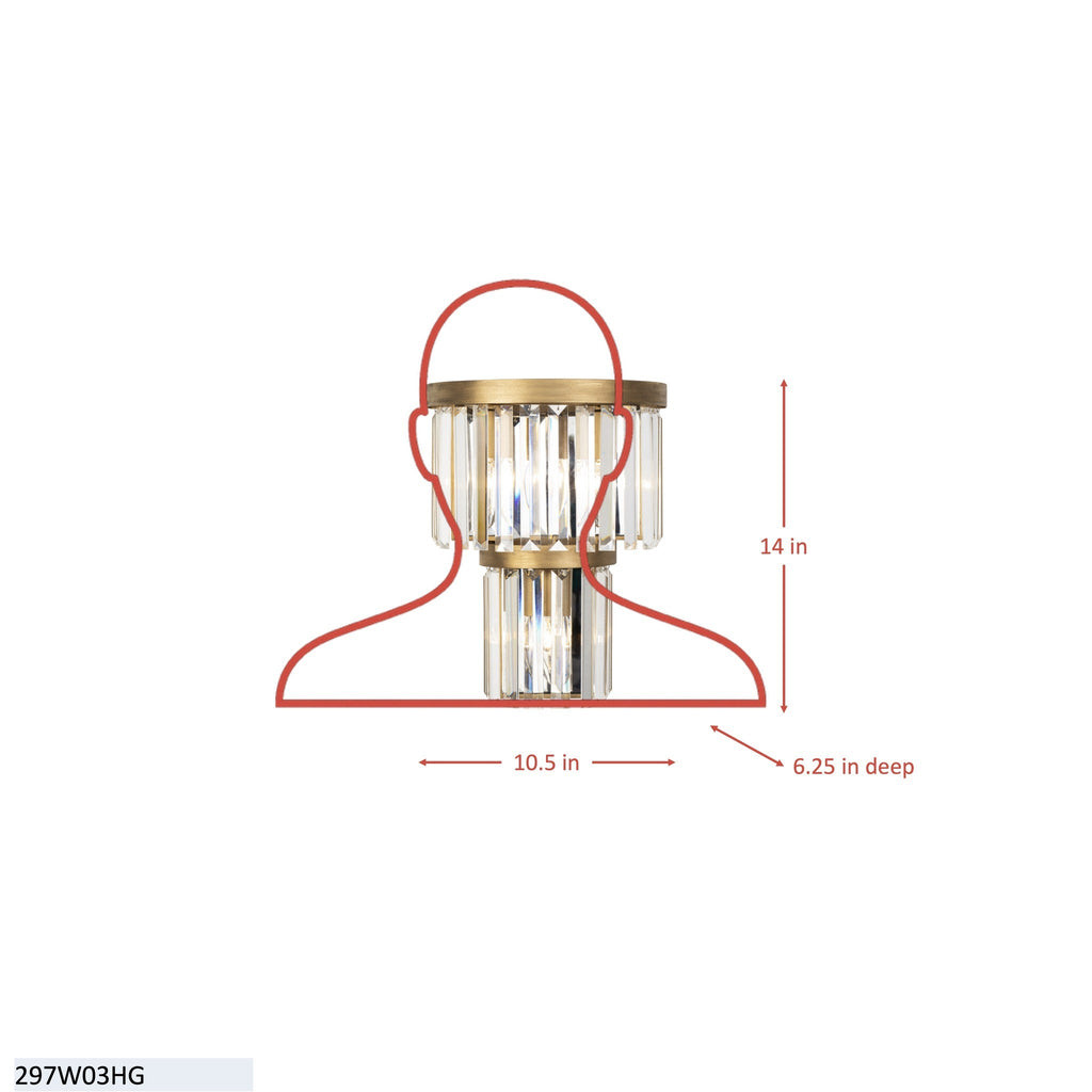 Social Club 3 Light 2-Tier Crystal Sconce - Havana Gold