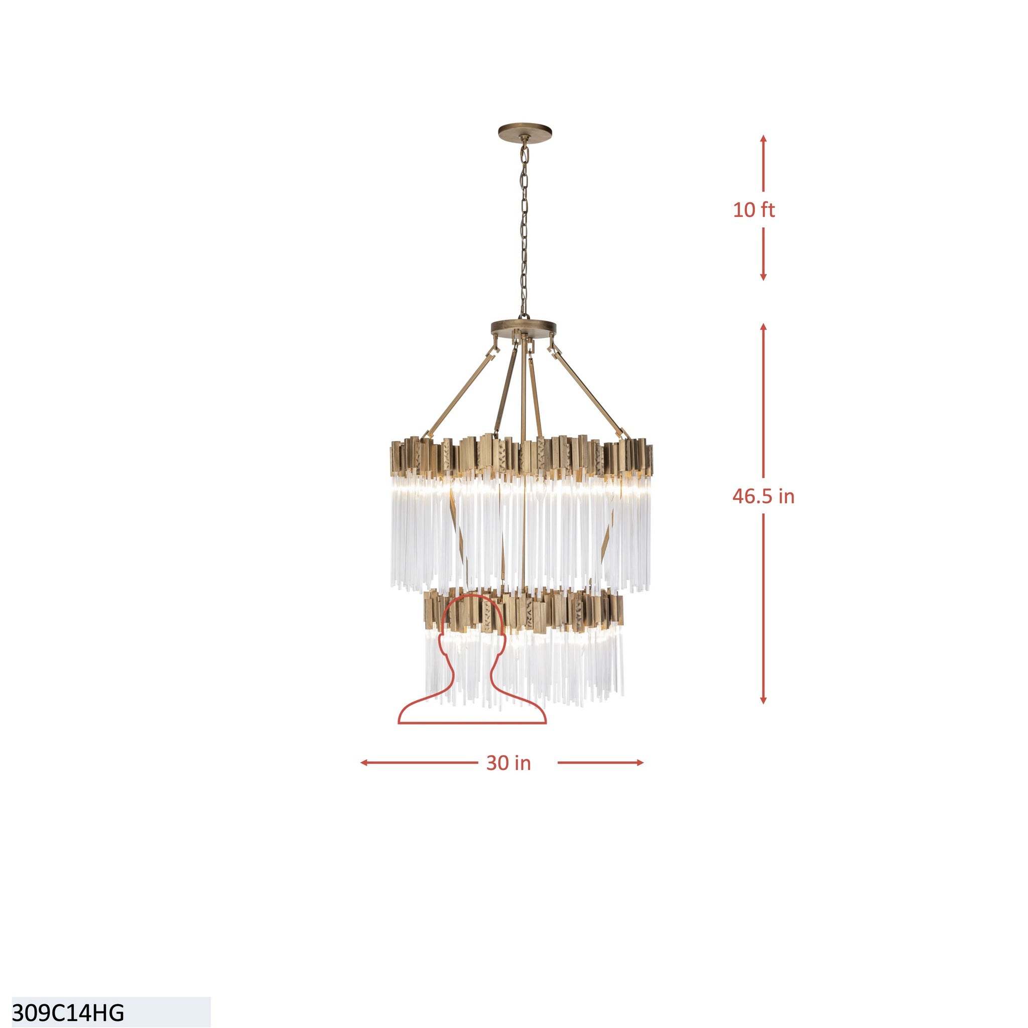 Matrix 14 Light 2-Tier Chandelier - Havana Gold