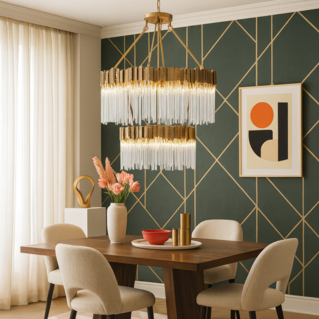 Matrix 14 Light 2-Tier Chandelier - Havana Gold