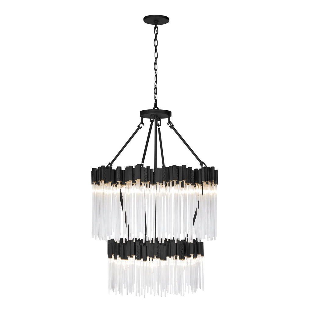 Matrix 14 Light 2-Tier Chandelier - Matte Black/French Gold