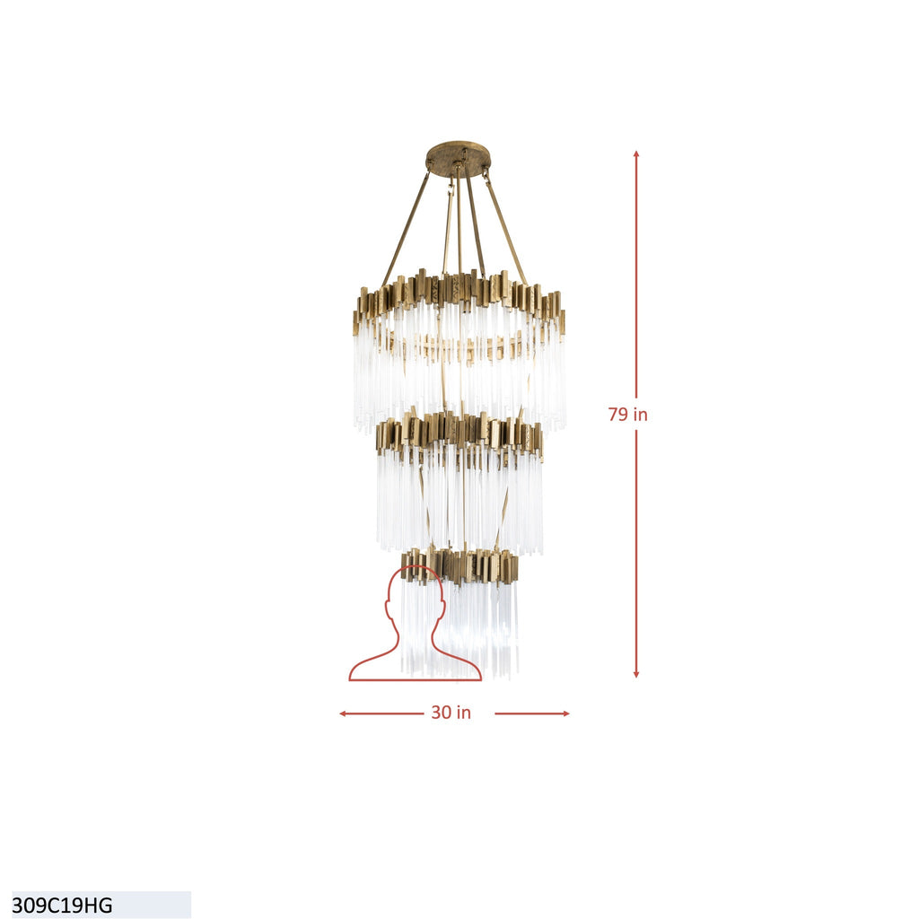 Matrix 18 Light 3-Tier Chandelier - Havana Gold