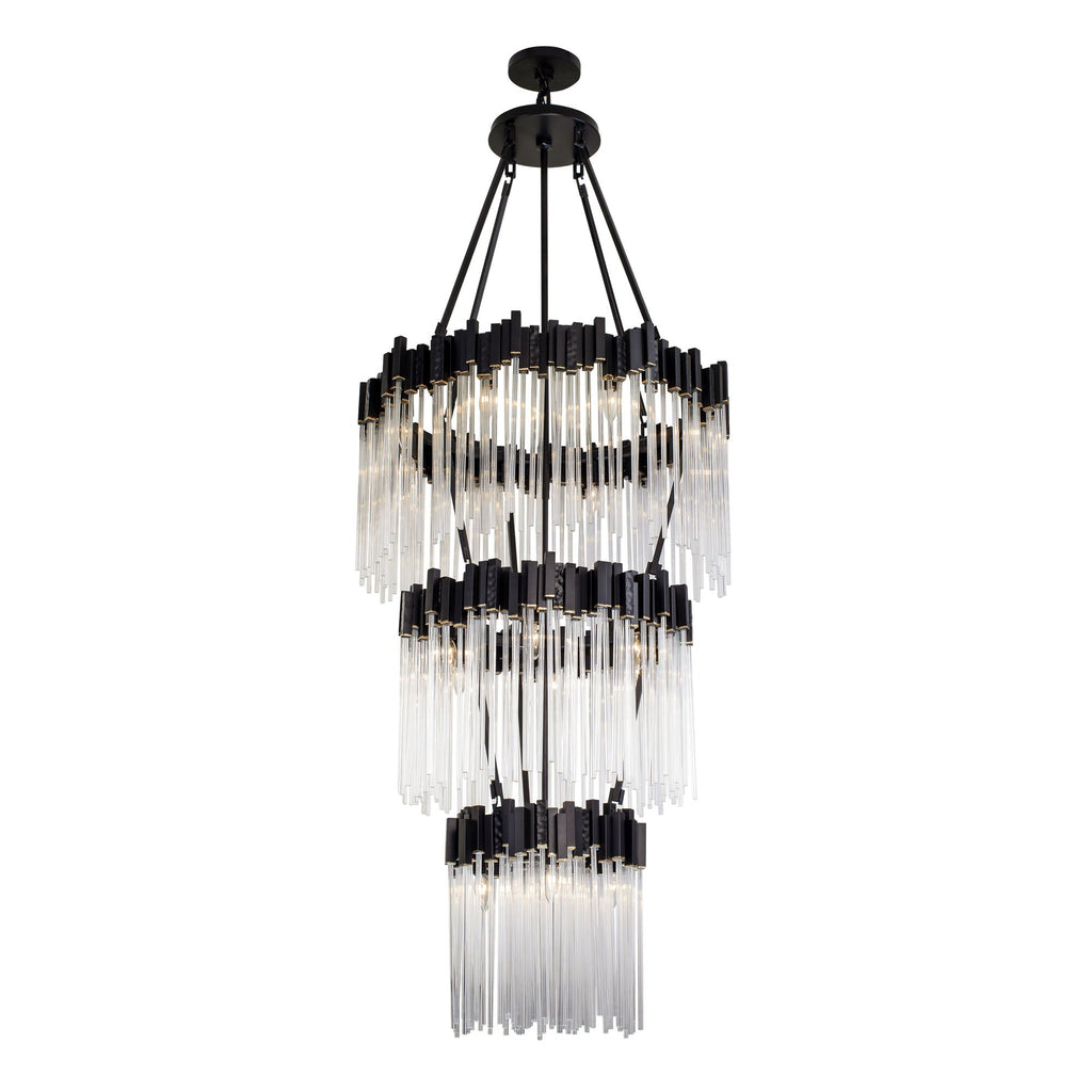 Matrix 18 Light 3-Tier Chandelier - Matte Black/French Gold