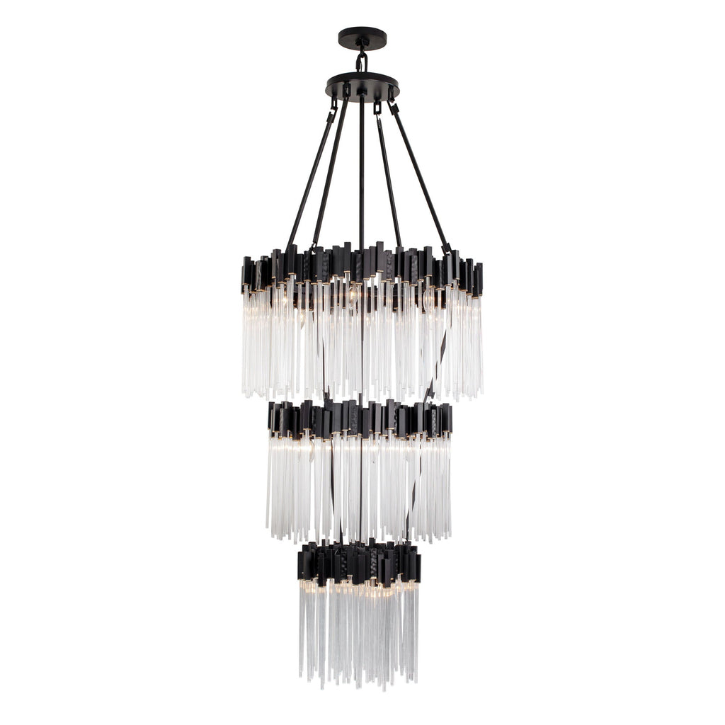 Matrix 18 Light 3-Tier Chandelier - Matte Black/French Gold