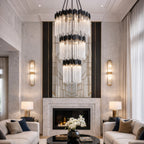 Matrix 18 Light 3-Tier Chandelier - Matte Black/French Gold