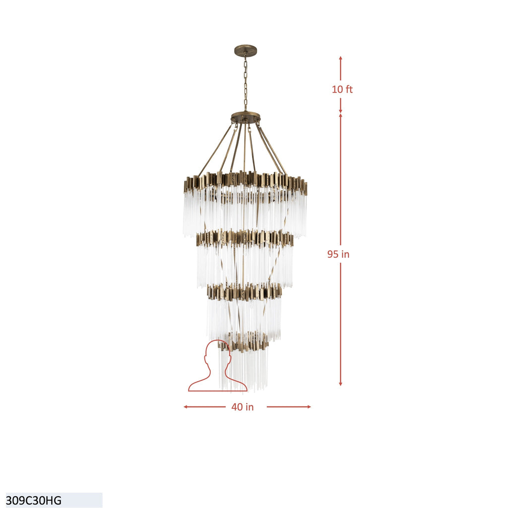 Matrix 30Light 4-Tier Chandelier - Matte Black/French Gold