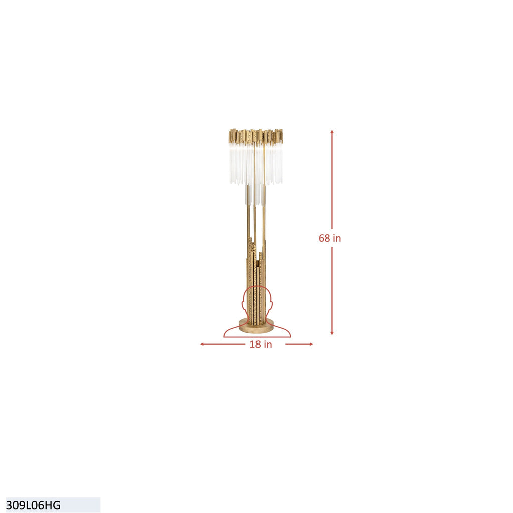 Matrix 6 Light Floor Lamp - Matte Black/French Gold