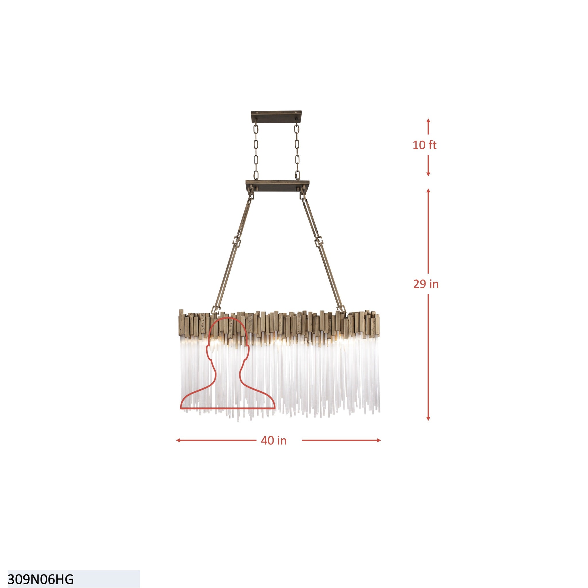 Matrix 6 Light Linear Pendant - Matte Black/French Gold