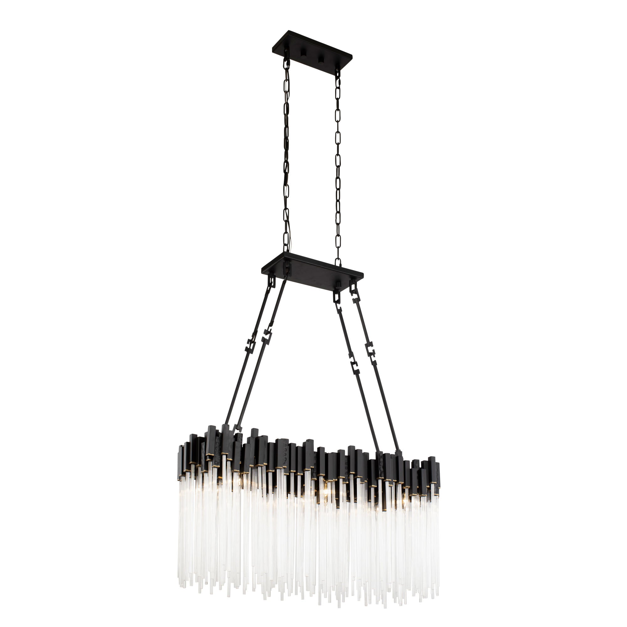 Matrix 6 Light Linear Pendant - Matte Black/French Gold