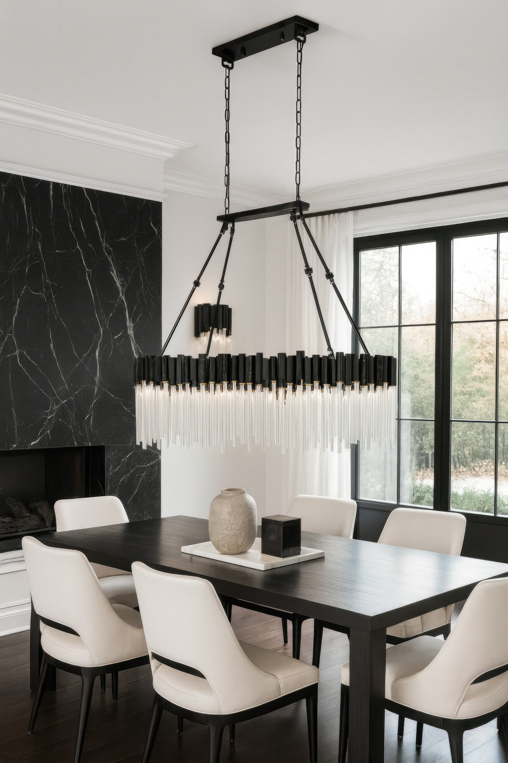 Matrix 6 Light Linear Pendant - Matte Black/French Gold