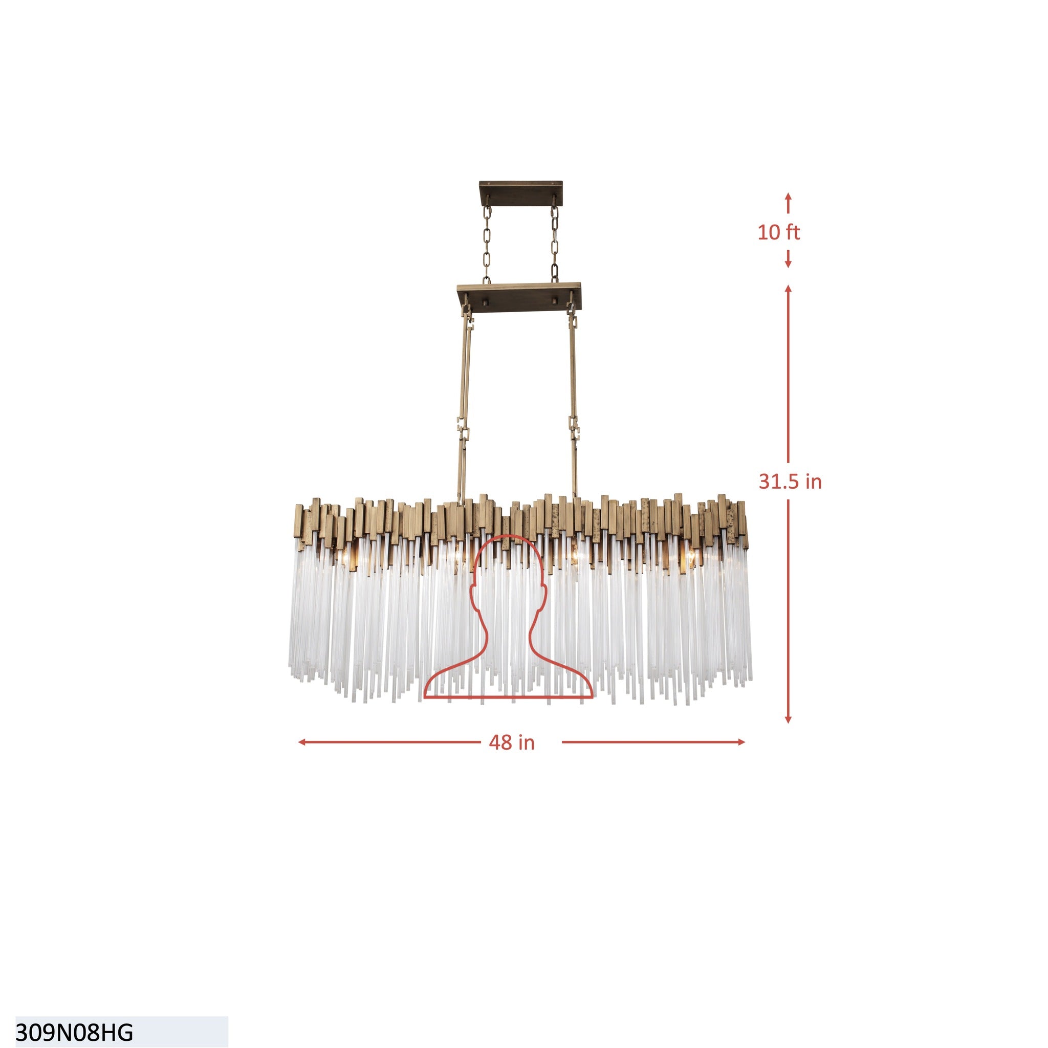 Matrix 8 Light Linear Pendant - Matte Black/French Gold