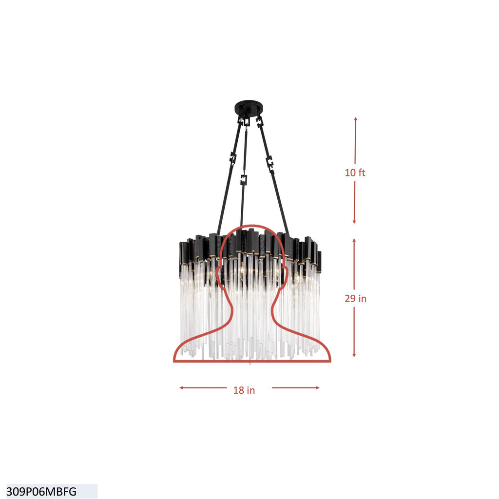 Matrix 6 Light Pendant - Havana Gold