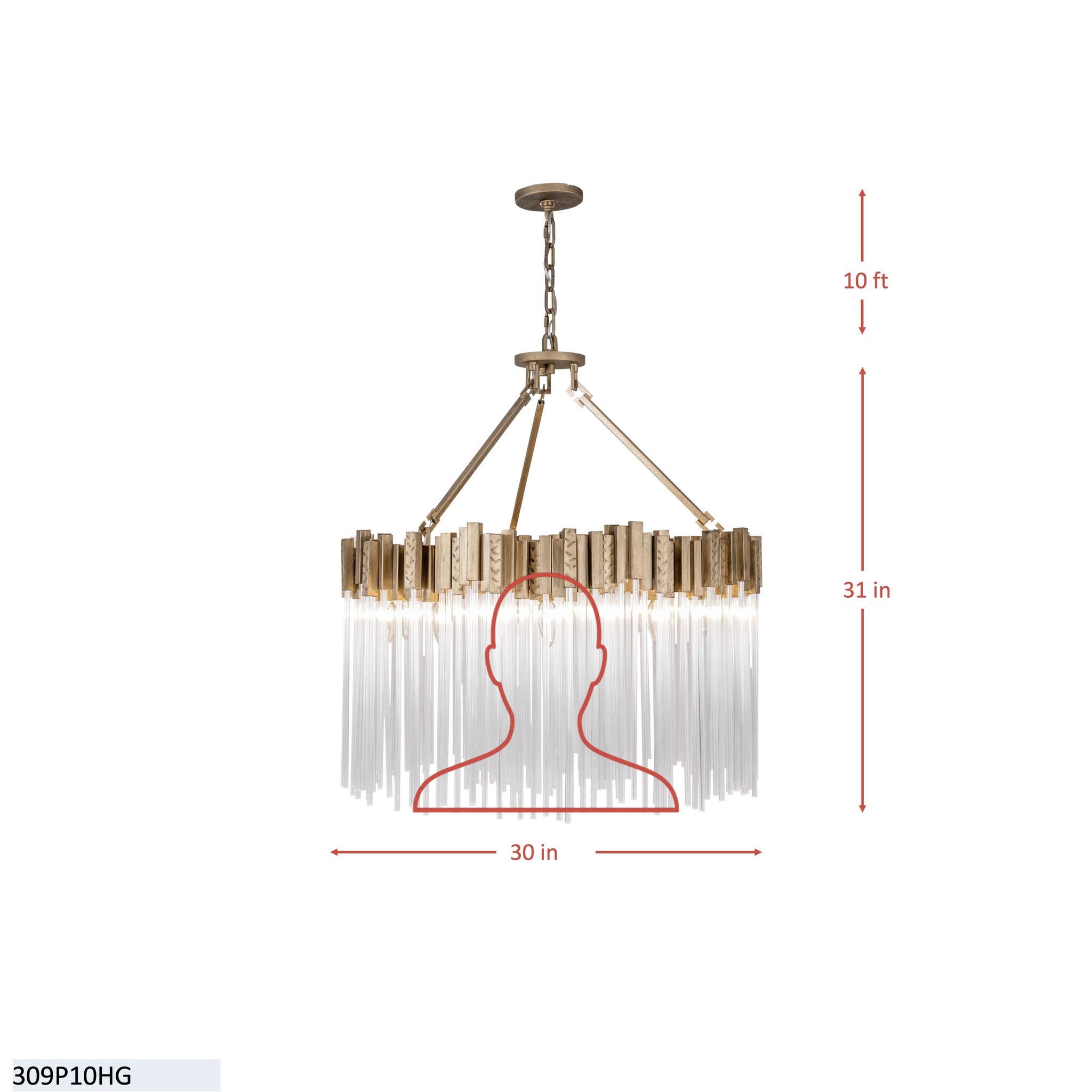 Matrix 10 Light Pendant - Matte Black/French Gold