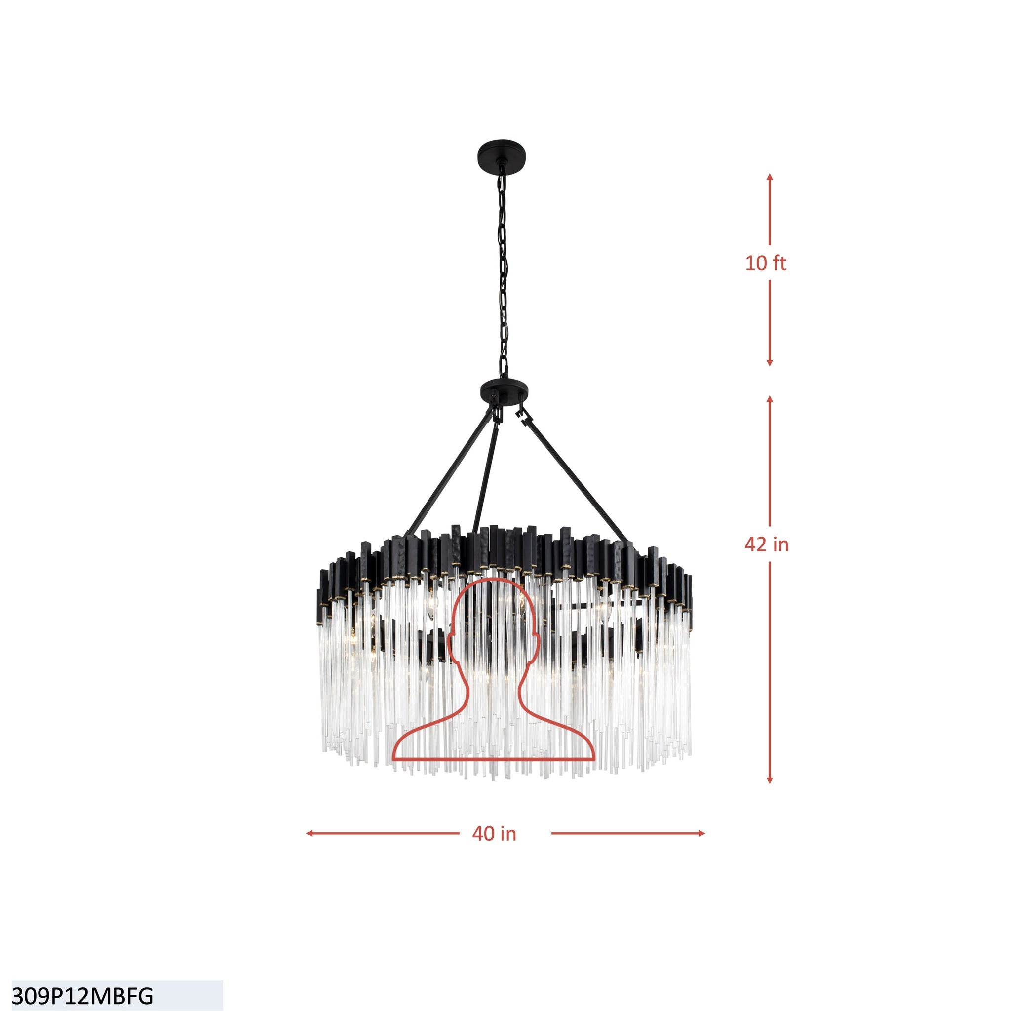 Matrix 12 Light Pendant - Matte Black/French Gold