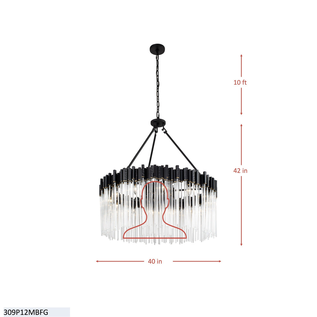 Matrix 12 Light Pendant - Havana Gold