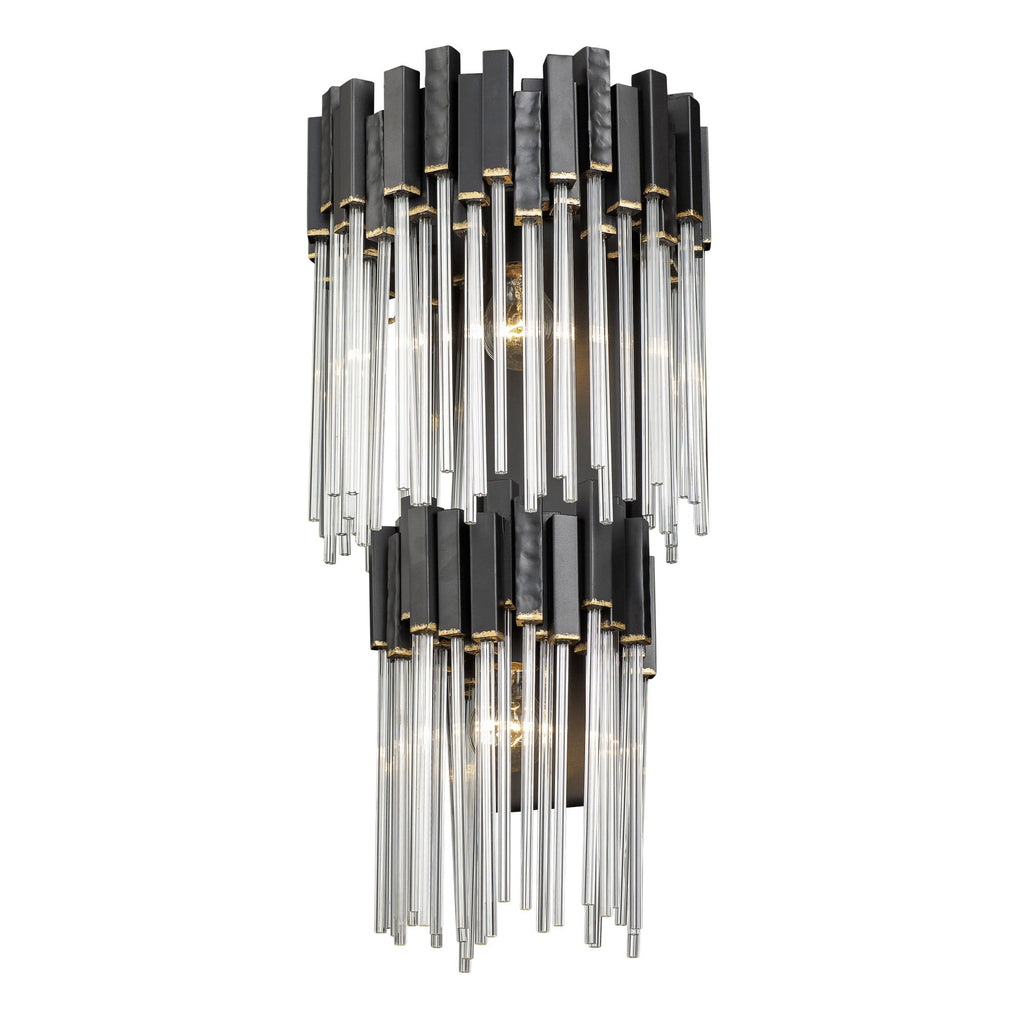 Matrix 2 Light 2-Tier Sconce - Matte Black/French Gold