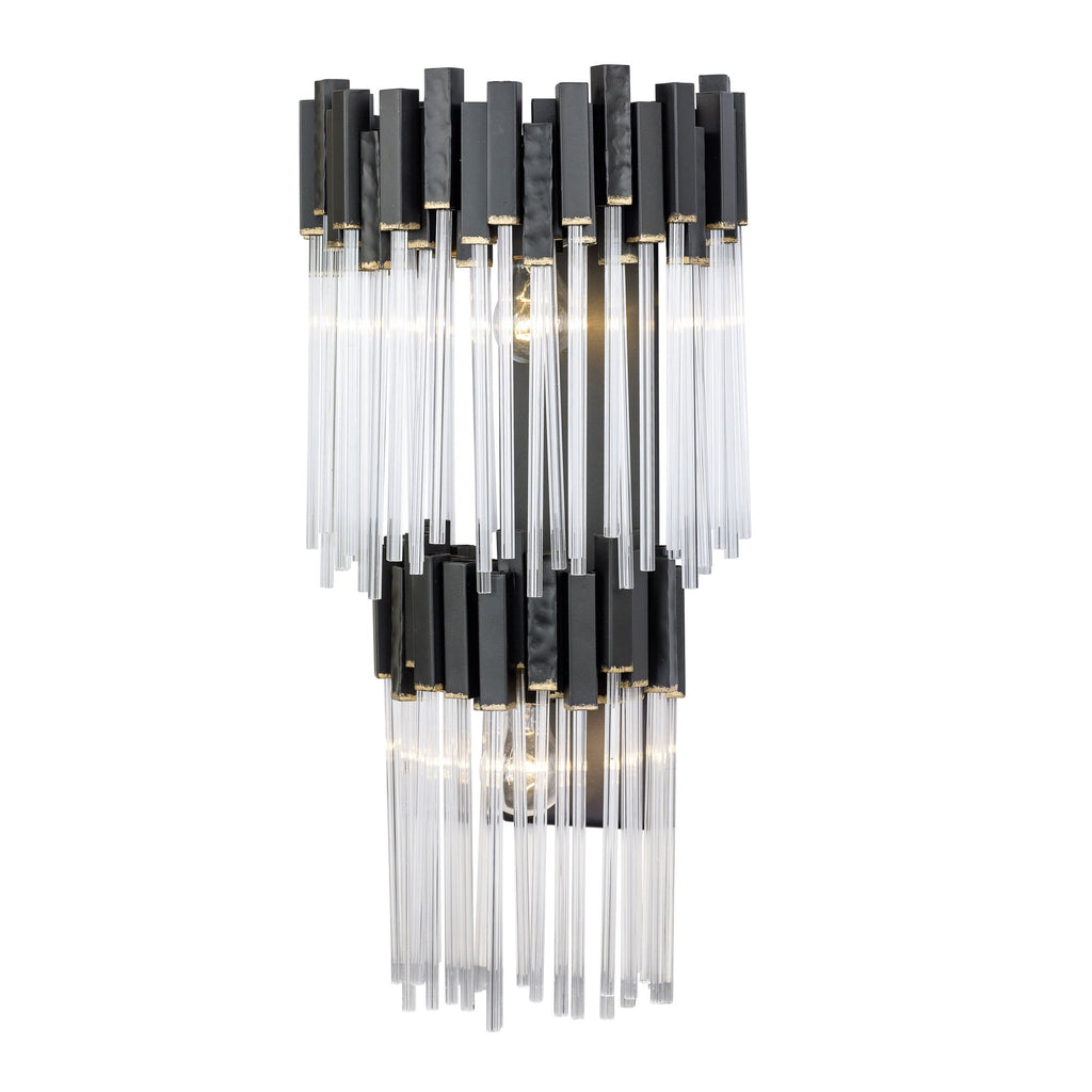 Matrix 2 Light 2-Tier Sconce - Matte Black/French Gold