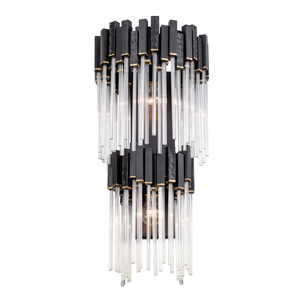 Matrix 2 Light 2-Tier Sconce - Matte Black/French Gold
