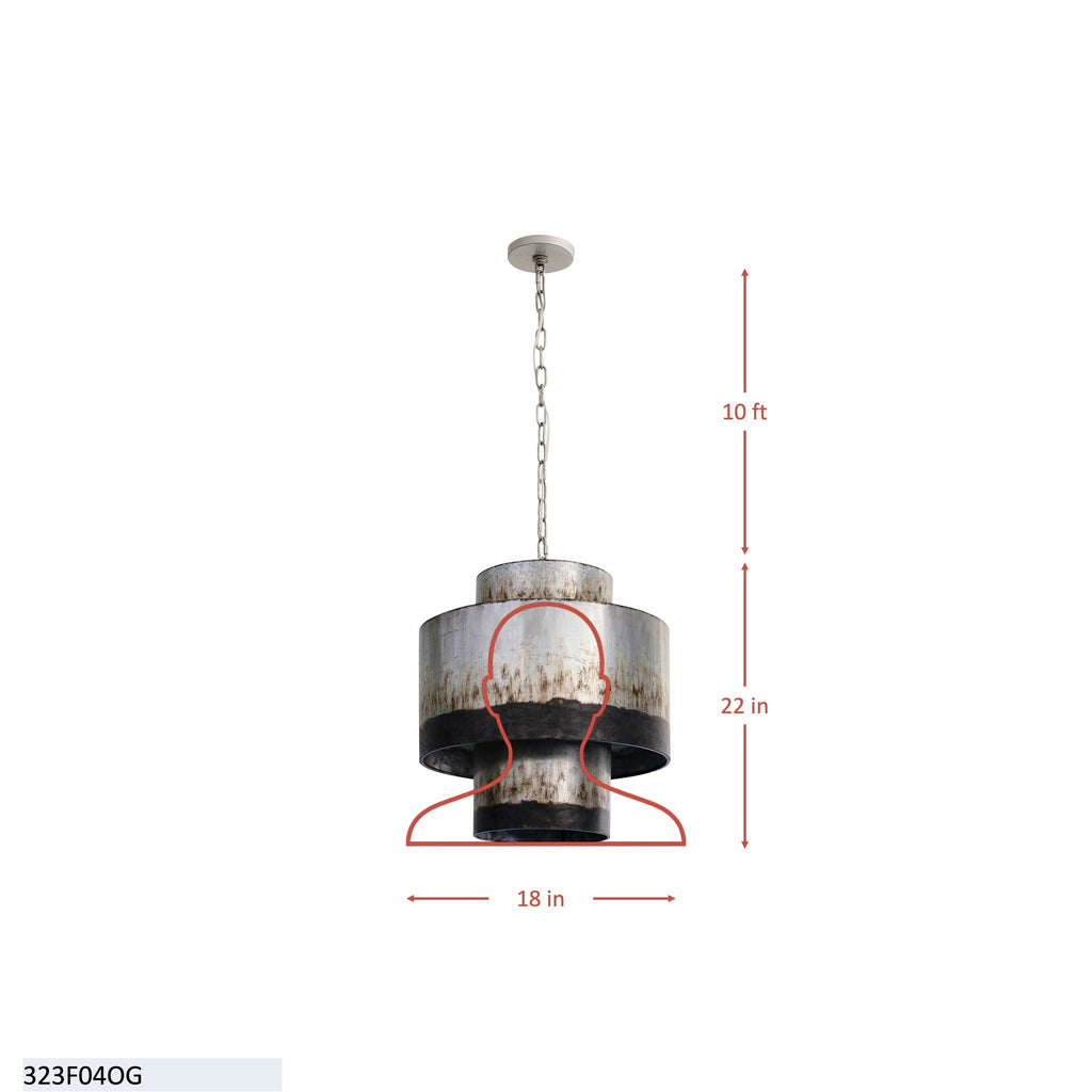 Cannery 4 Light Tall Pendant - Ombre Galvanized