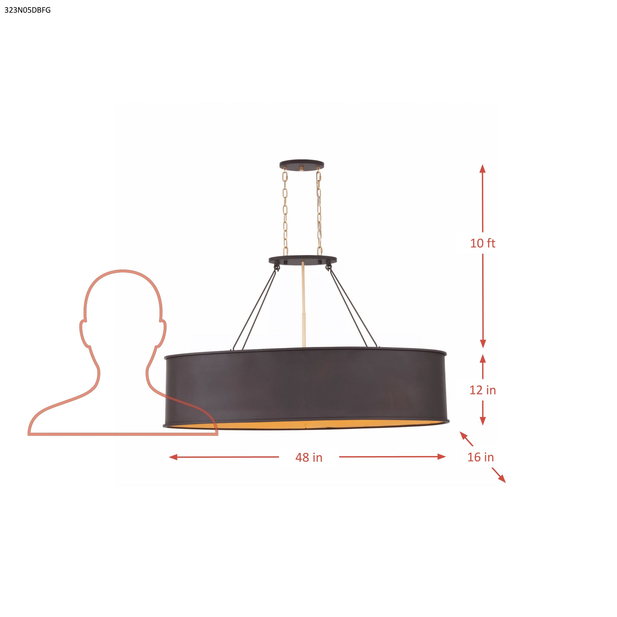 Cannery 5 Light Linear - Dark Bronze & French Gold