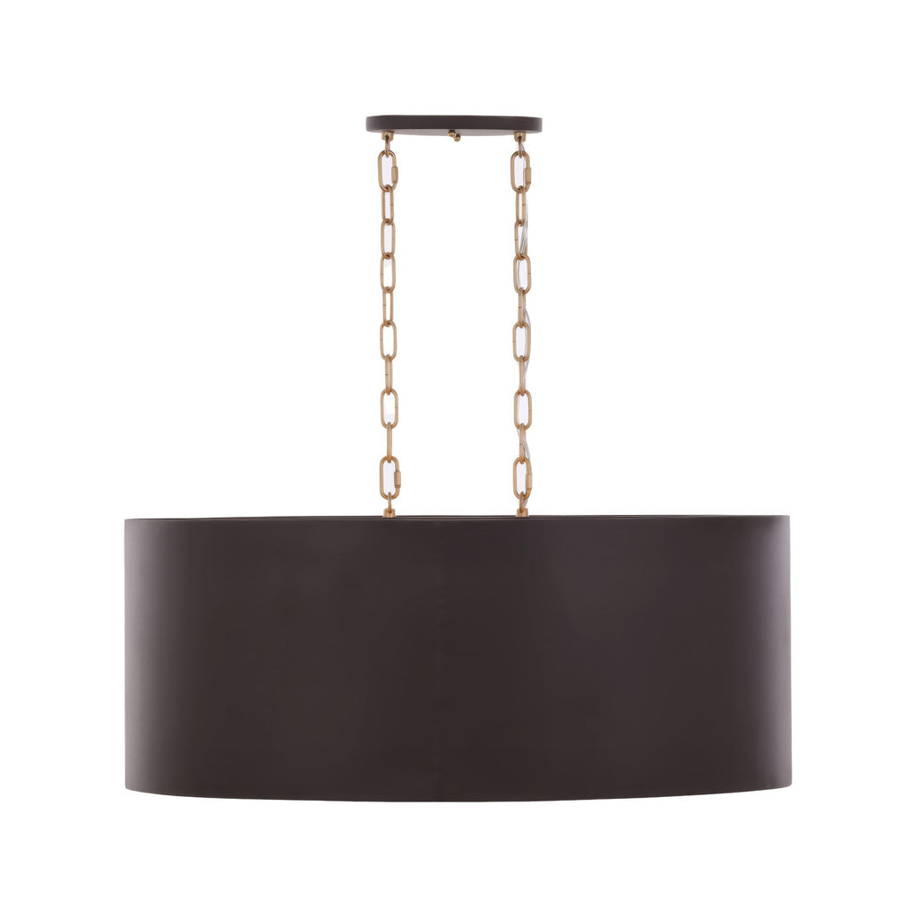 Cannery 6 Light Oval/Linear Pendant - Dark Bronze & French Gold