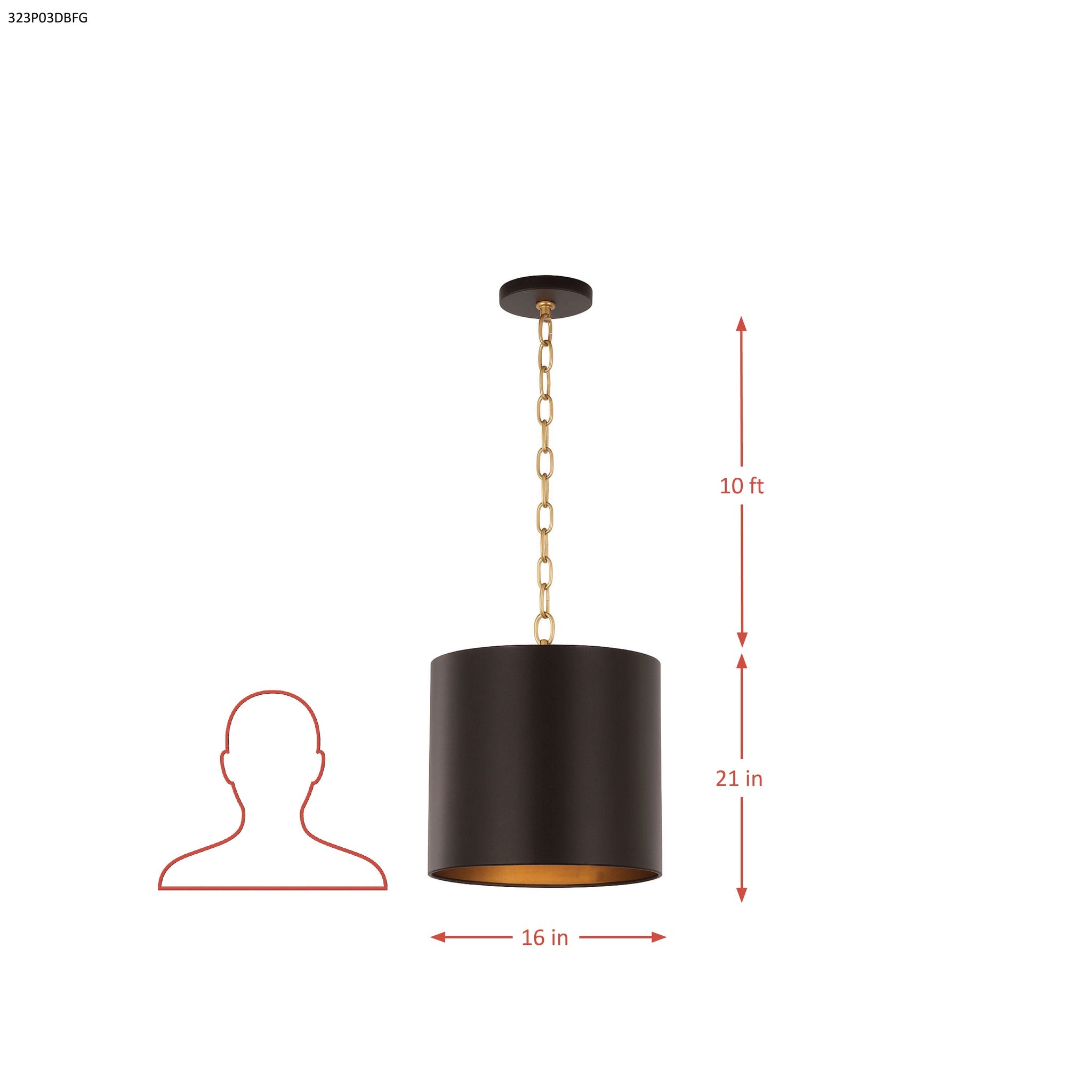 Cannery 3 Light Pendant - Dark Bronze & French Gold