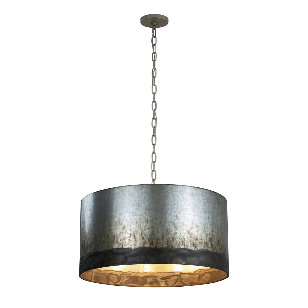 Cannery 4 Light Drum Pendant - Ombre Galvanized