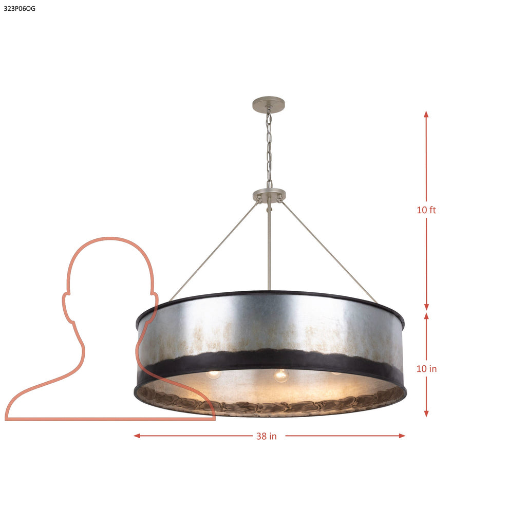 Cannery 6 Light Pendant -Ombre Galvanized