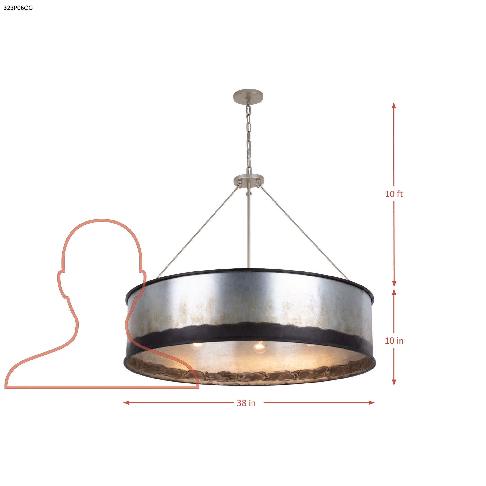 Cannery 6 Light Pendant -Ombre Galvanized