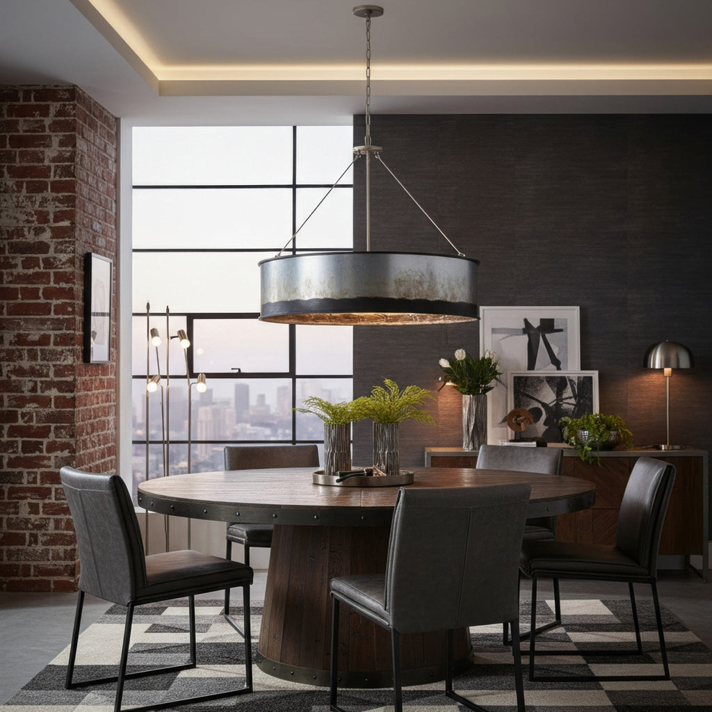 Cannery 6 Light Pendant -Ombre Galvanized