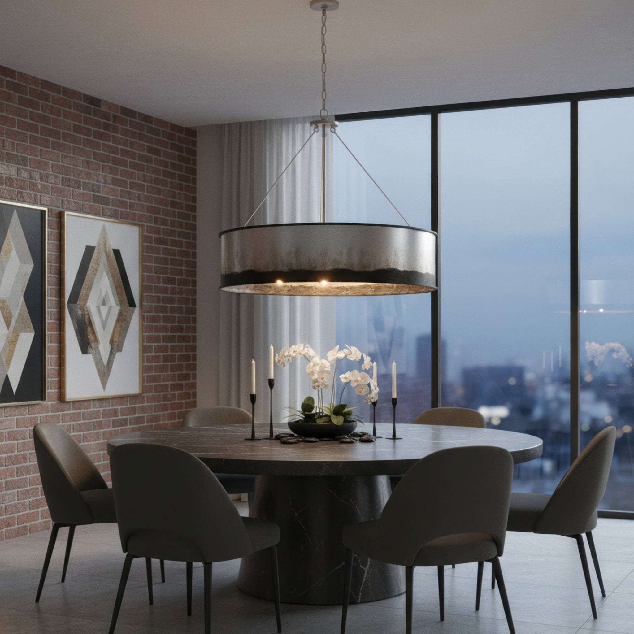 Cannery 6 Light Pendant -Ombre Galvanized
