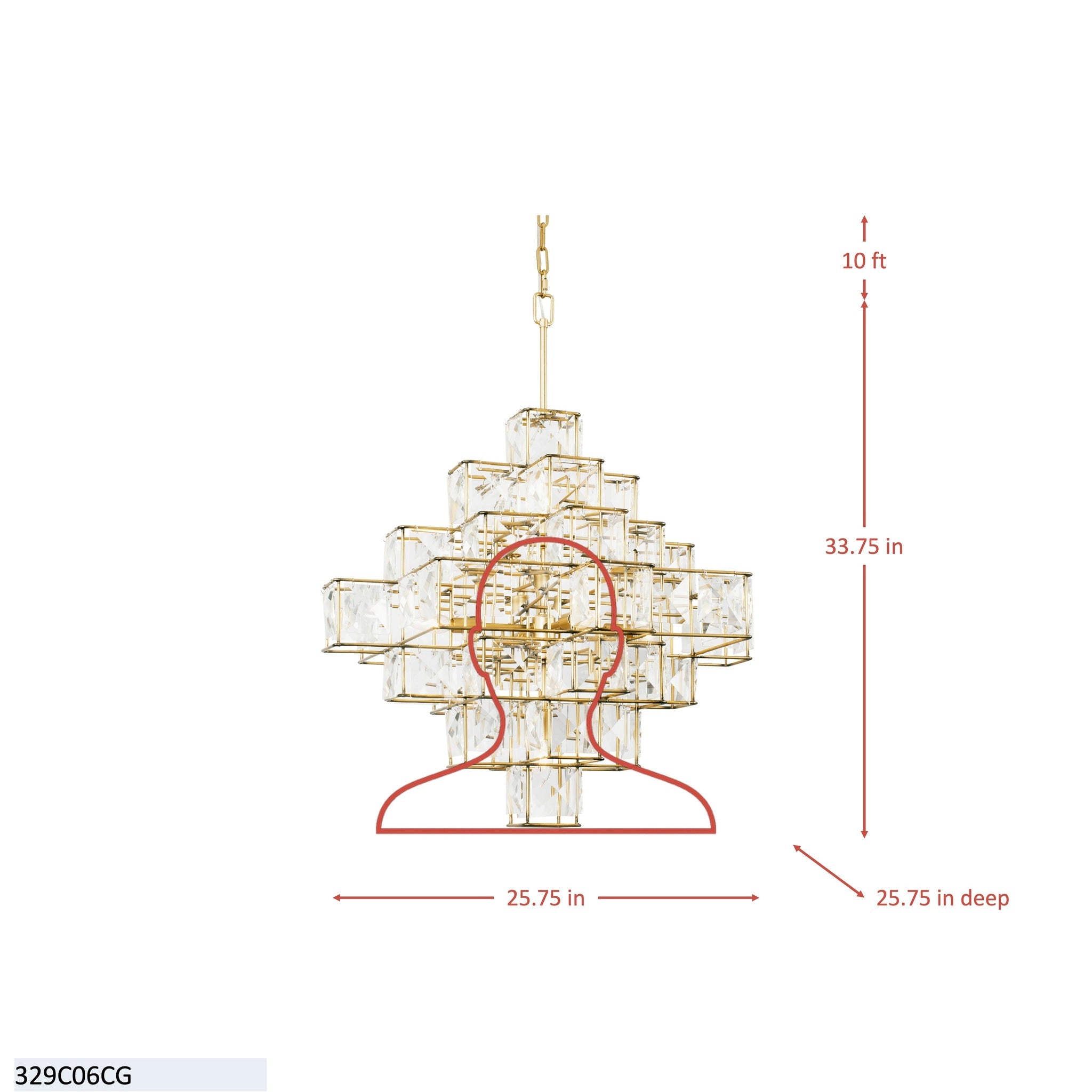 Cubic 6 Light Chandelier - Calypso Gold